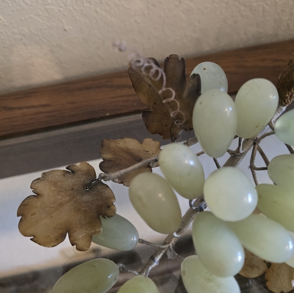 Vintage Chinese Solid Celadon Marble Grape Decor - Picture 5 of 9